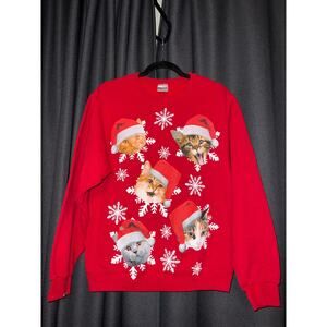 Ugly Christmas Sweater Xmas Sweatshirt Crewneck Size Small Cat